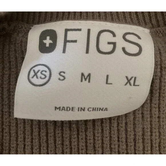 FIGS Sweater Womens Sz XS Latte Beige Long Sleeve Ribbed Knit Preppy Casual Cozy - Picture 7 of 10